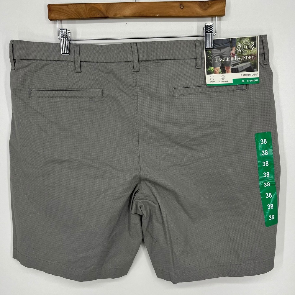 English Laundry Mens Grey Flat Front Stretch Shorts 38 9 Inch Inseam 1768314